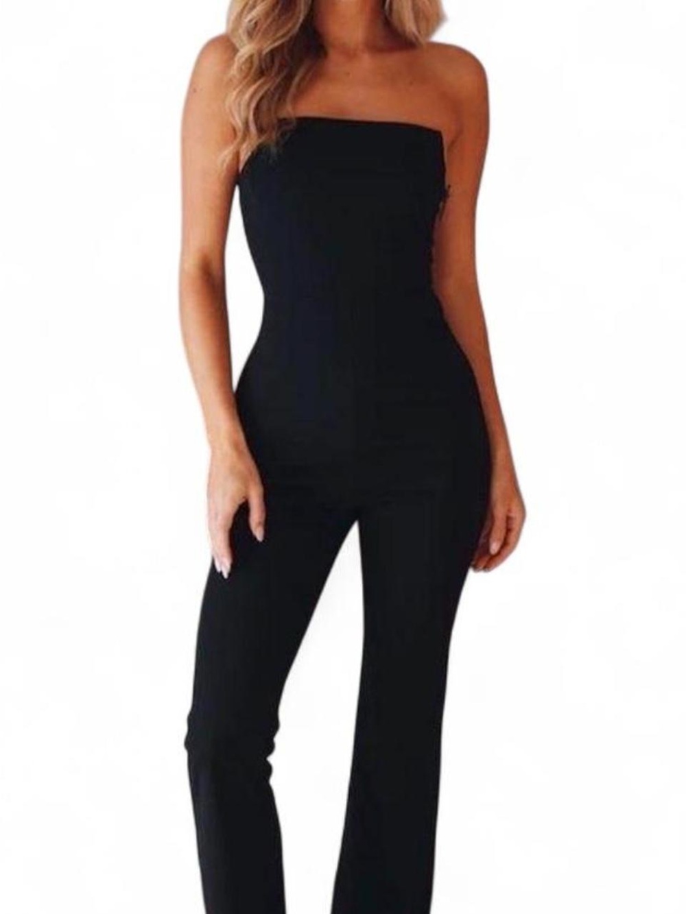 Hello Molly Black Strapless Wide Leg Jumpsuit